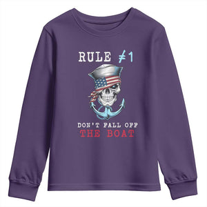Funny Pirate Rule Youth Sweatshirt Don't Fall Off The Boat TS09 Purple Print Your Wear