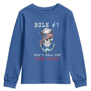 Funny Pirate Rule Youth Sweatshirt Don't Fall Off The Boat TS09 Royal Blue Print Your Wear