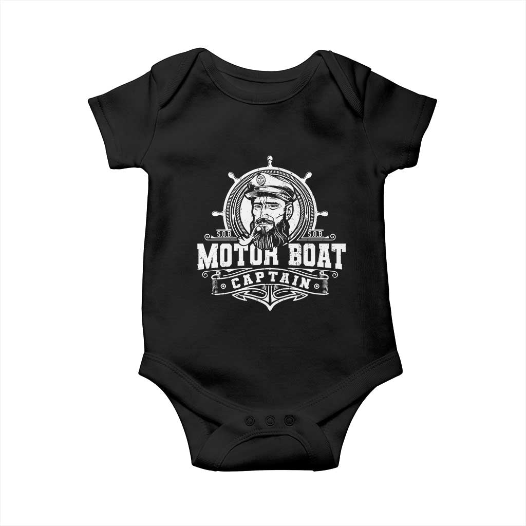 Vintage Motor Boat Captain Baby Onesie TS09 Black Print Your Wear