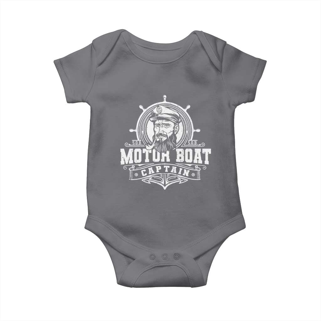 Vintage Motor Boat Captain Baby Onesie TS09 Charcoal Print Your Wear