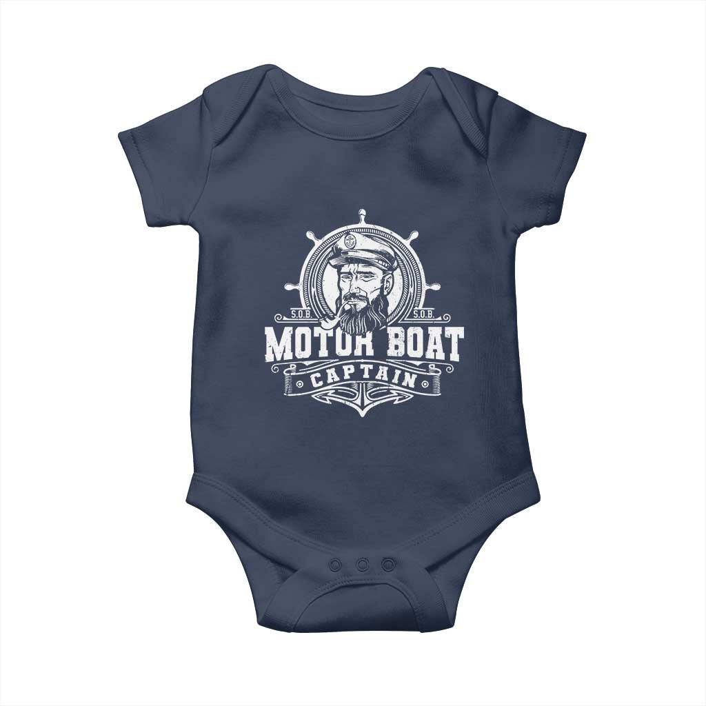 Vintage Motor Boat Captain Baby Onesie TS09 Navy Print Your Wear