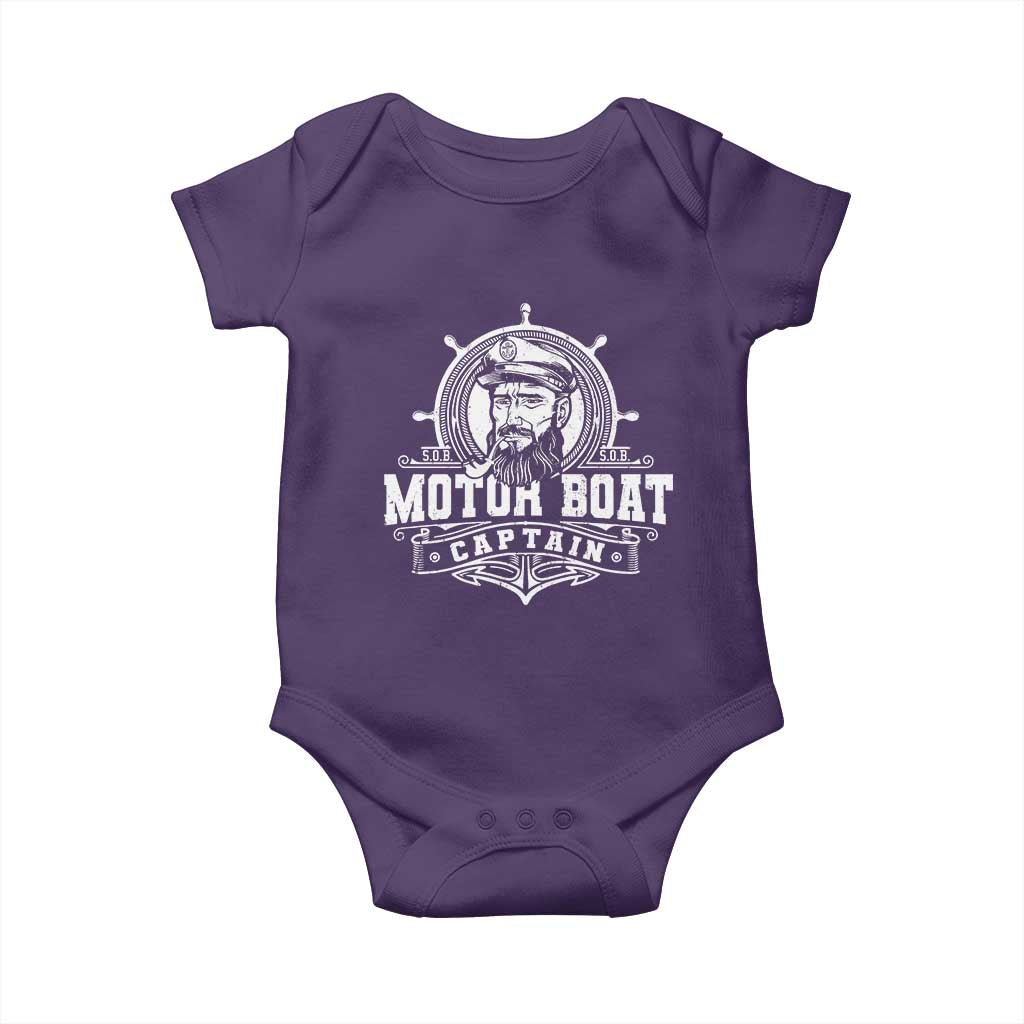 Vintage Motor Boat Captain Baby Onesie TS09 Purple Print Your Wear