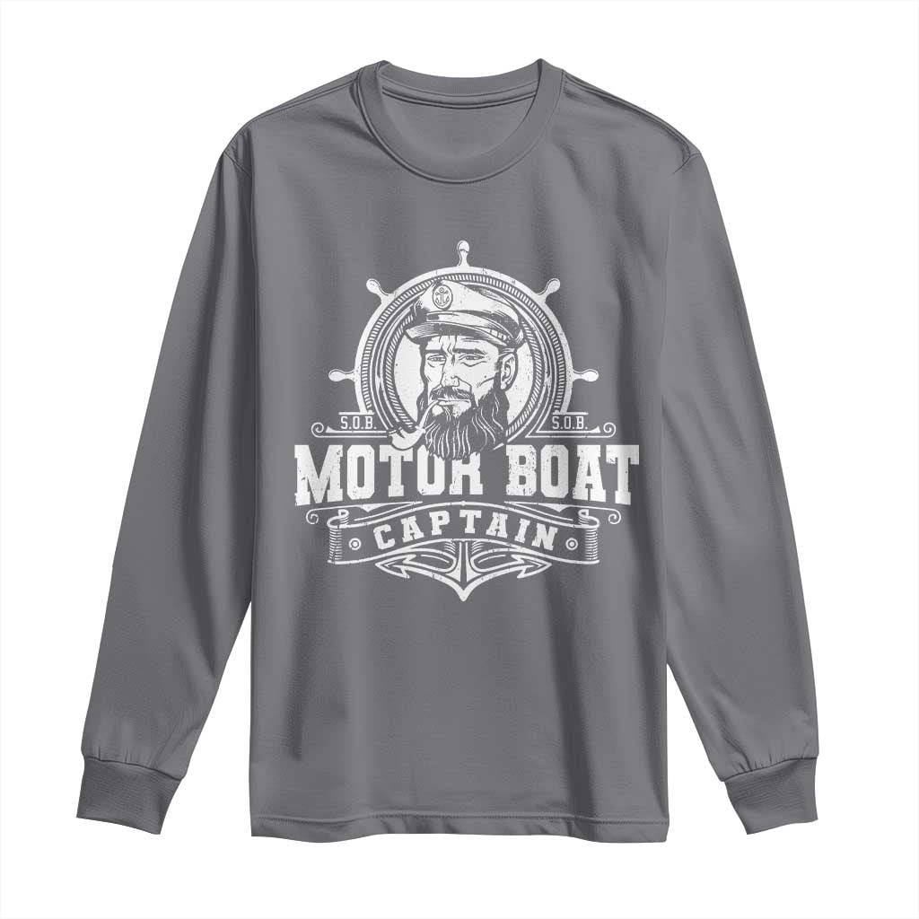 Vintage Motor Boat Captain Long Sleeve Shirt TS09 Charcoal Print Your Wear