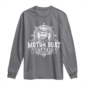 Vintage Motor Boat Captain Long Sleeve Shirt TS09 Charcoal Print Your Wear