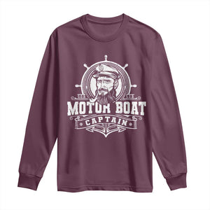 Vintage Motor Boat Captain Long Sleeve Shirt TS09 Maroon Print Your Wear
