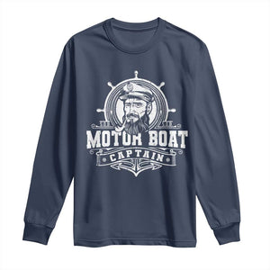 Vintage Motor Boat Captain Long Sleeve Shirt TS09 Navy Print Your Wear