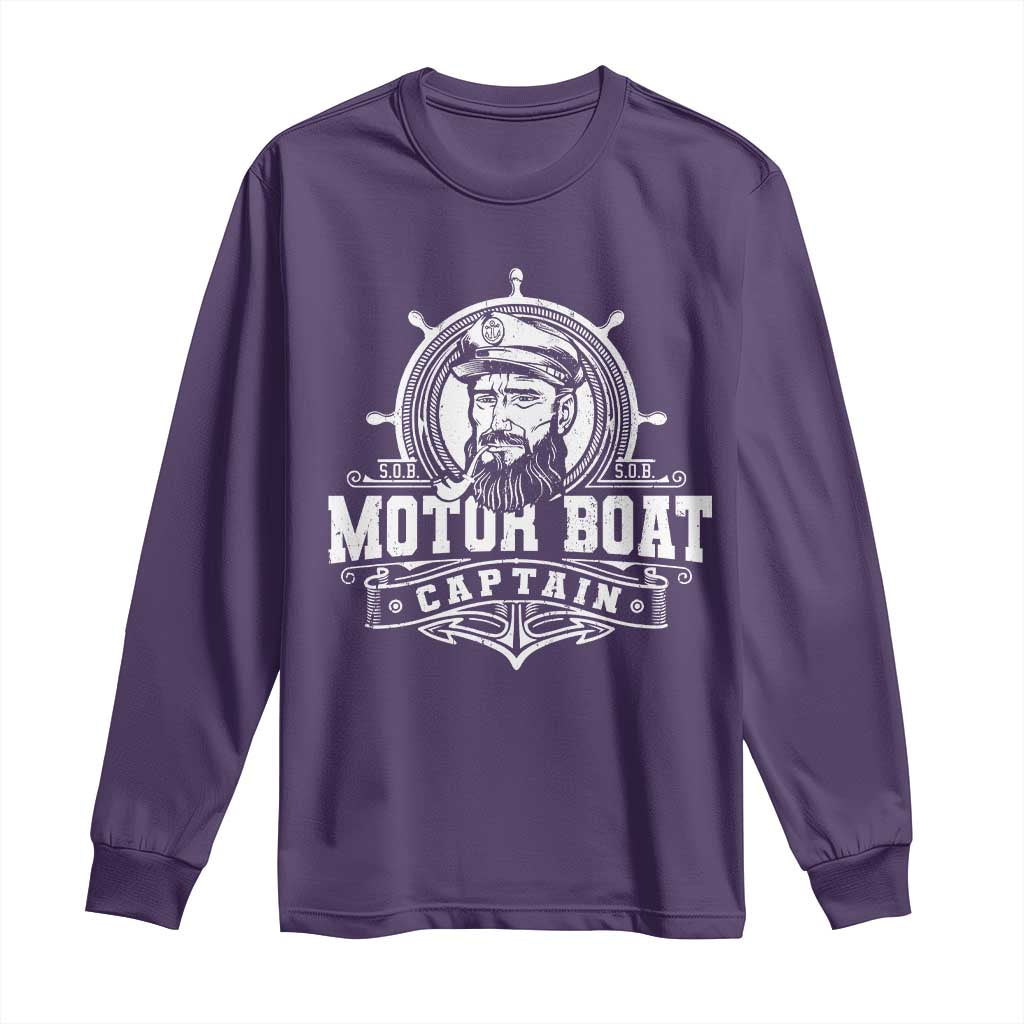 Vintage Motor Boat Captain Long Sleeve Shirt TS09 Purple Print Your Wear
