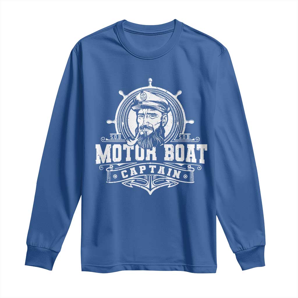 Vintage Motor Boat Captain Long Sleeve Shirt TS09 Royal Blue Print Your Wear
