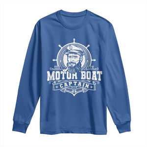Vintage Motor Boat Captain Long Sleeve Shirt TS09 Royal Blue Print Your Wear
