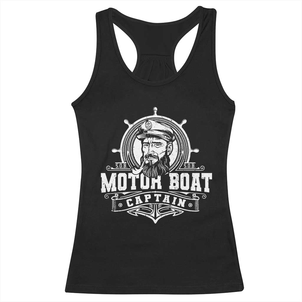 Vintage Motor Boat Captain Racerback Tank Top TS09 Black Print Your Wear