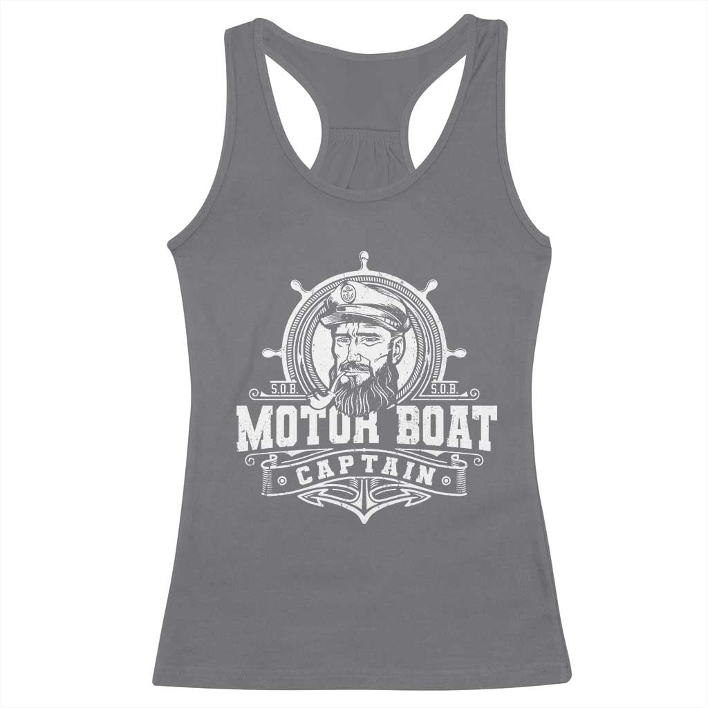 Vintage Motor Boat Captain Racerback Tank Top TS09 Charcoal Print Your Wear