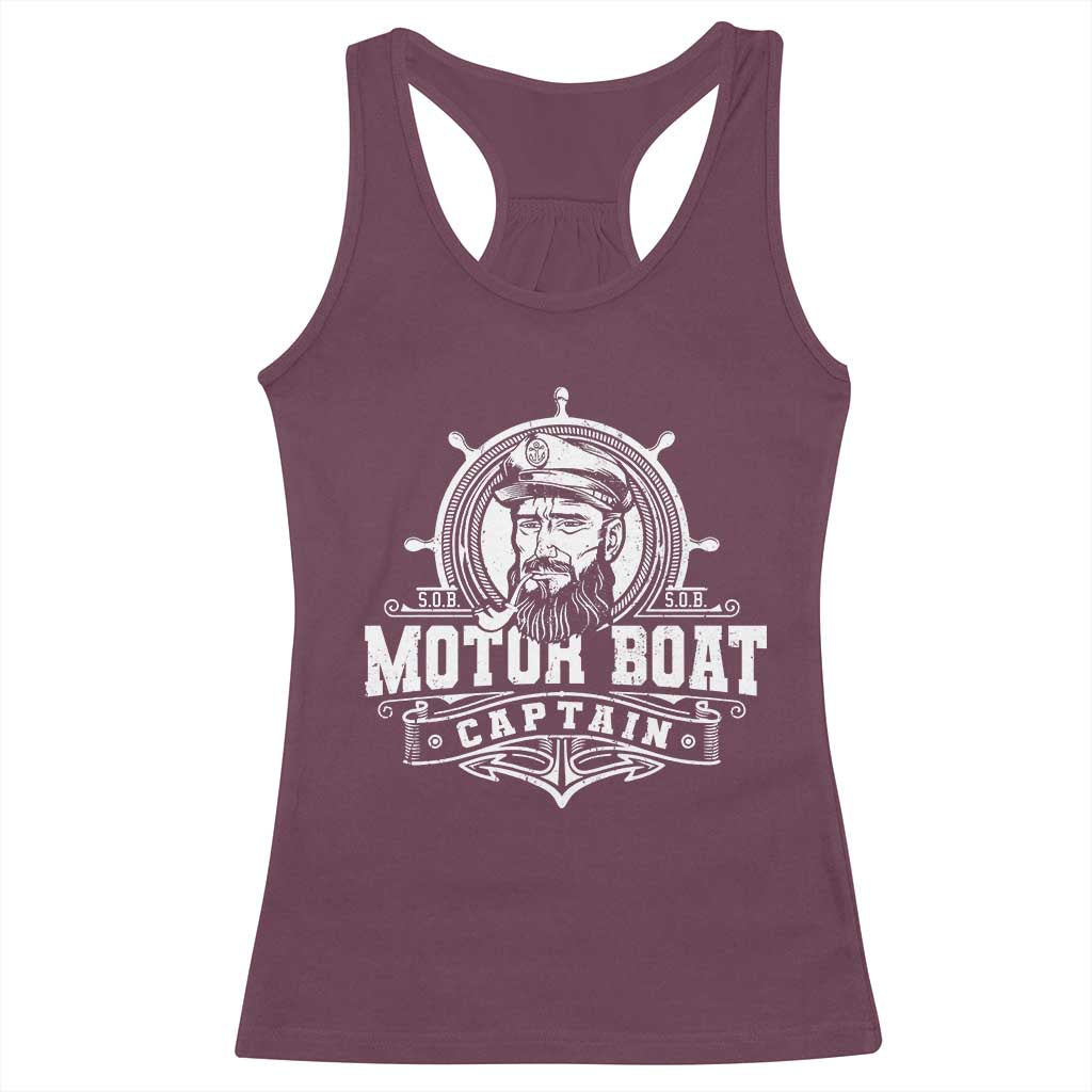 Vintage Motor Boat Captain Racerback Tank Top TS09 Maroon Print Your Wear