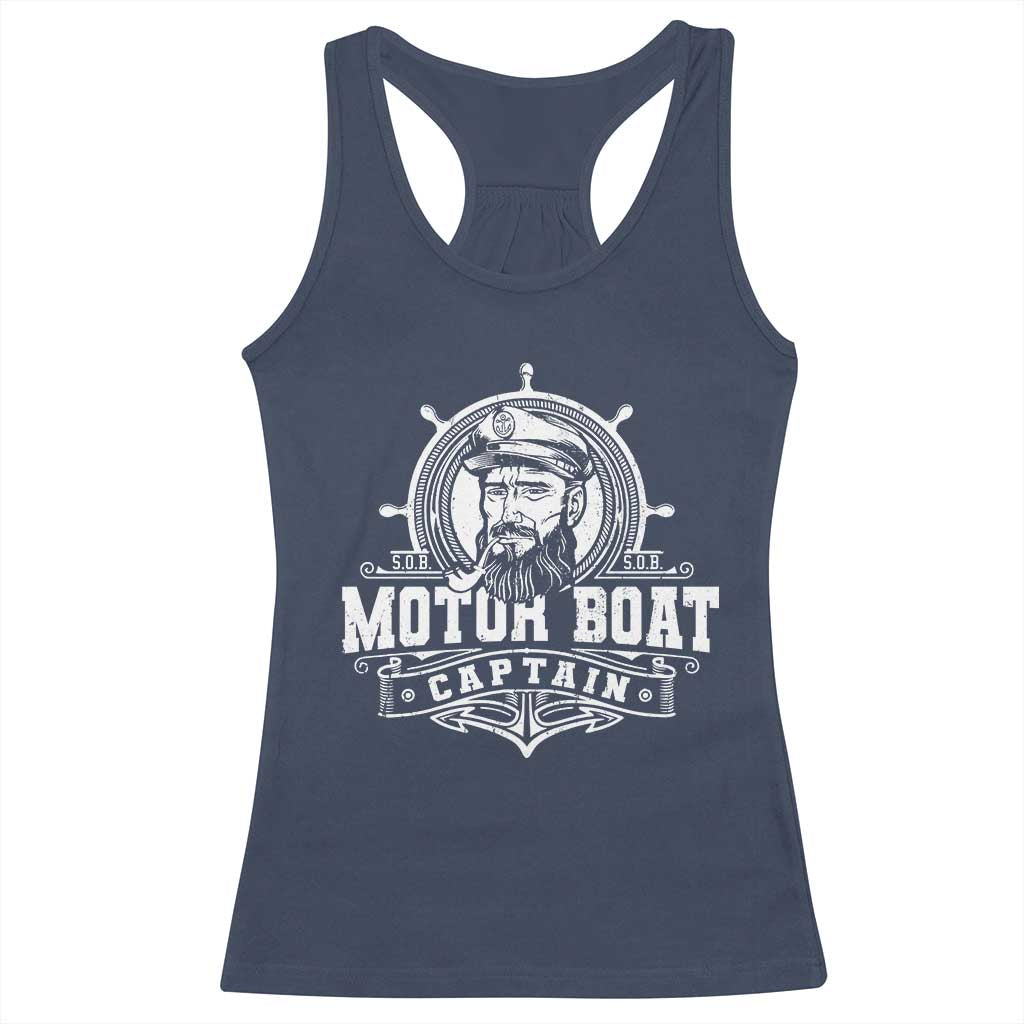 Vintage Motor Boat Captain Racerback Tank Top TS09 Navy Print Your Wear