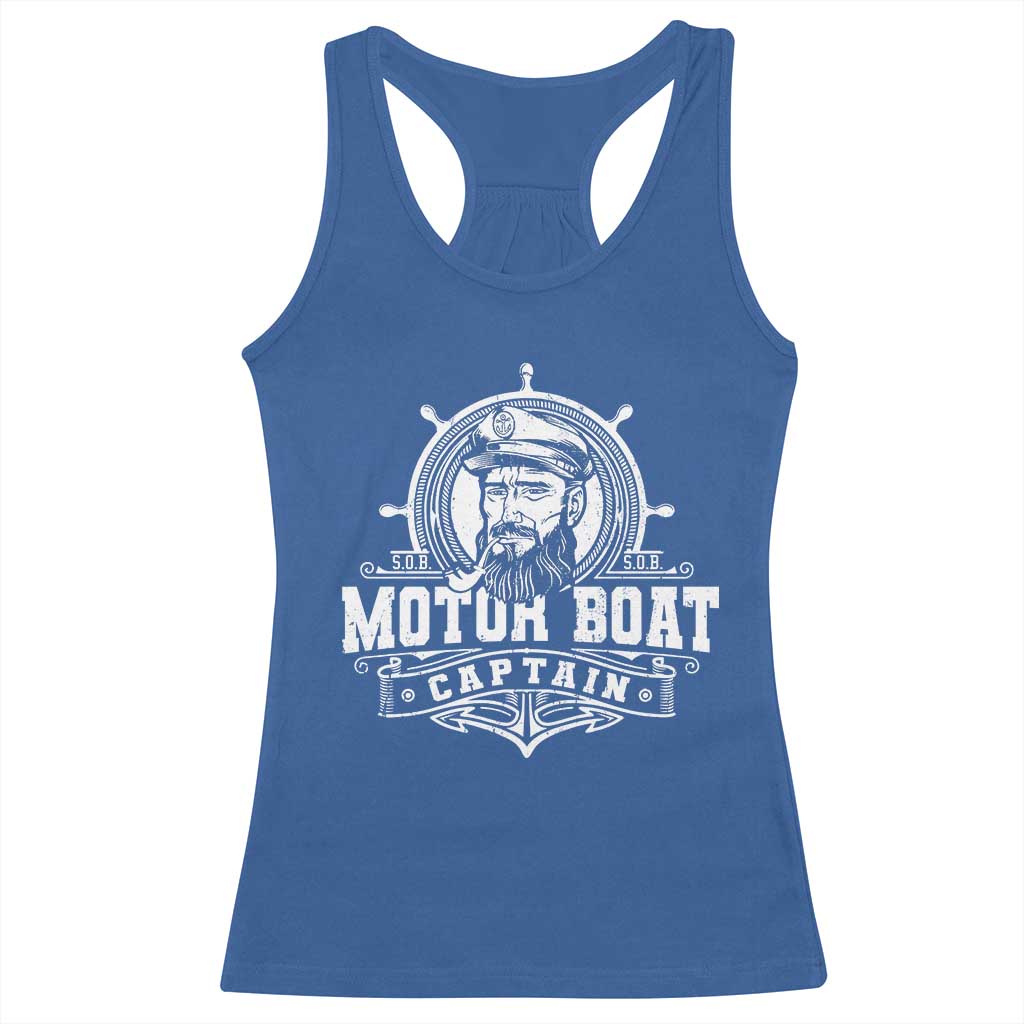 Vintage Motor Boat Captain Racerback Tank Top TS09 Royal Blue Print Your Wear