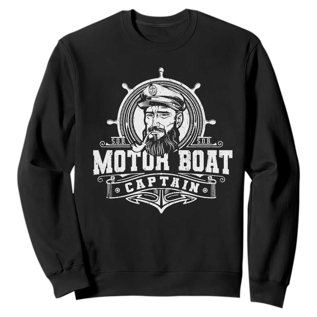 Vintage Motor Boat Captain Sweatshirt TS09 Black Print Your Wear