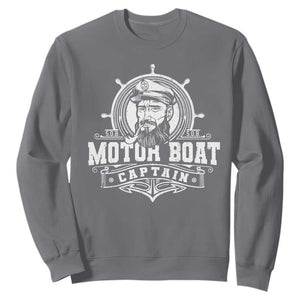 Vintage Motor Boat Captain Sweatshirt TS09 Charcoal Print Your Wear