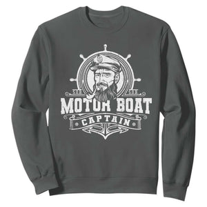 Vintage Motor Boat Captain Sweatshirt TS09 Dark Heather Print Your Wear