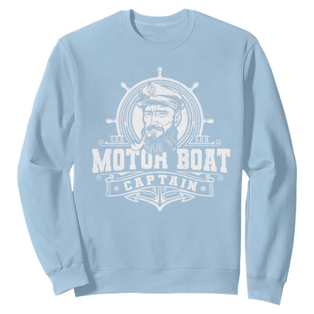 Vintage Motor Boat Captain Sweatshirt TS09 Light Blue Print Your Wear