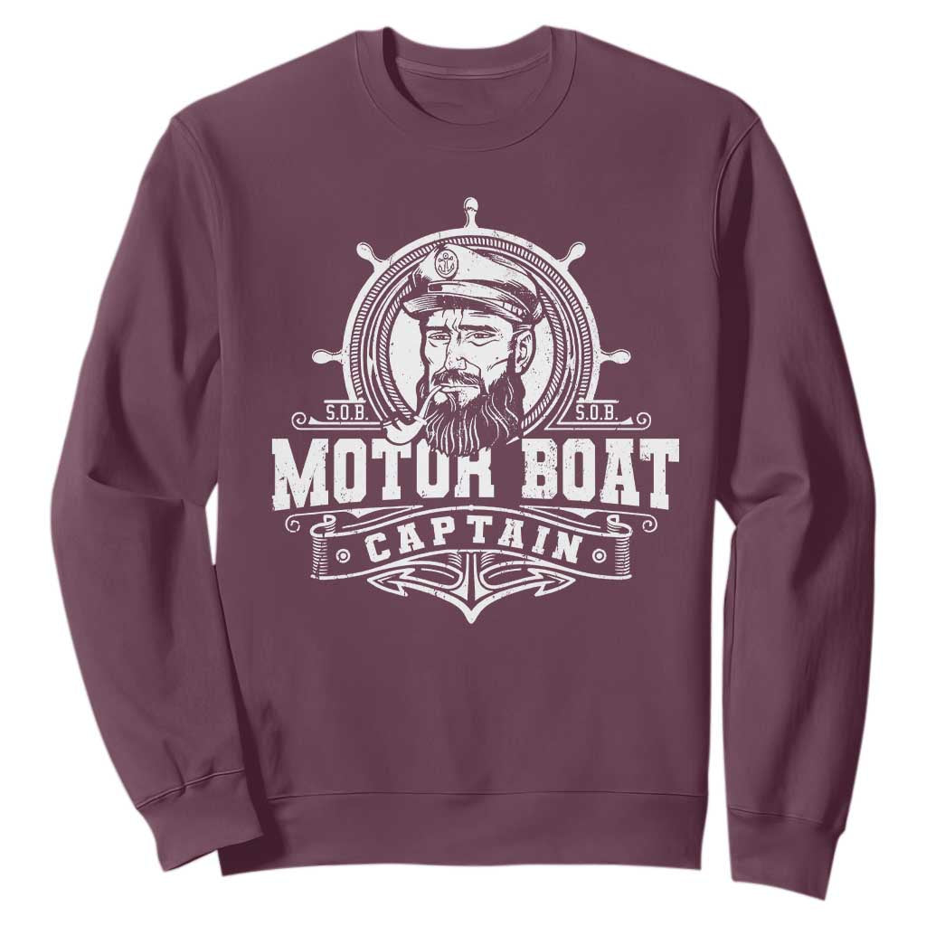 Vintage Motor Boat Captain Sweatshirt TS09 Maroon Print Your Wear