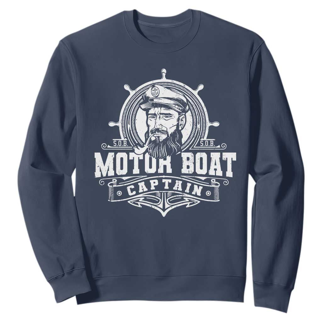 Vintage Motor Boat Captain Sweatshirt TS09 Navy Print Your Wear