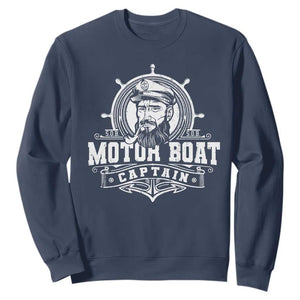 Vintage Motor Boat Captain Sweatshirt TS09 Navy Print Your Wear