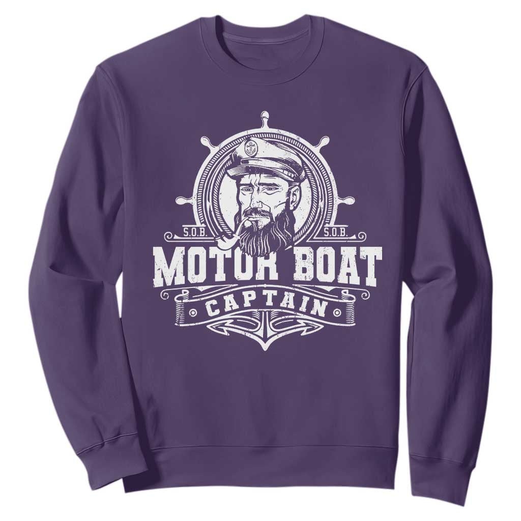 Vintage Motor Boat Captain Sweatshirt TS09 Purple Print Your Wear