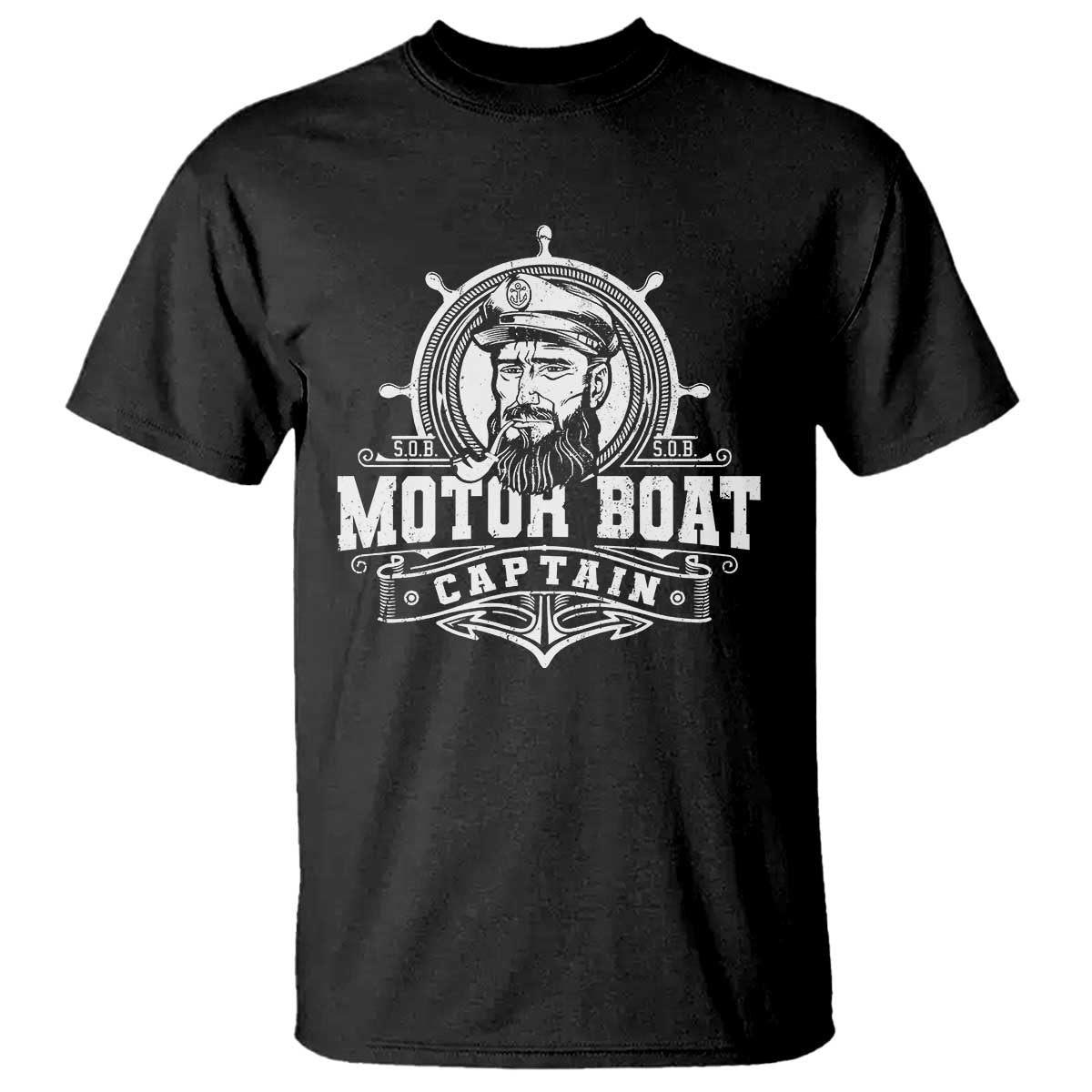 Vintage Motor Boat Captain T Shirt TS09 Black Print Your Wear