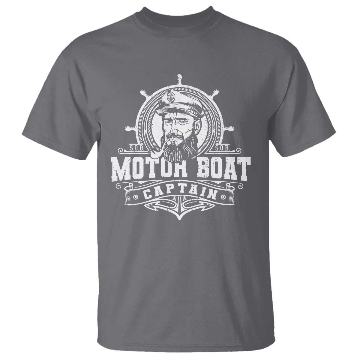 Vintage Motor Boat Captain T Shirt TS09 Charcoal Print Your Wear