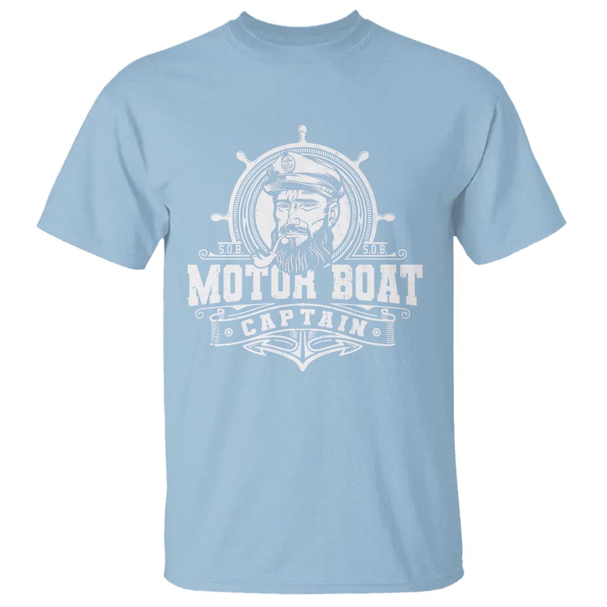 Vintage Motor Boat Captain T Shirt TS09 Light Blue Print Your Wear