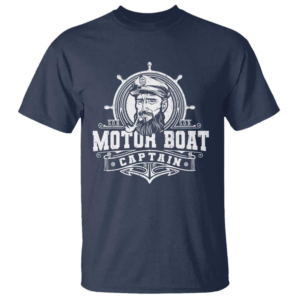 Vintage Motor Boat Captain T Shirt TS09 Navy Print Your Wear