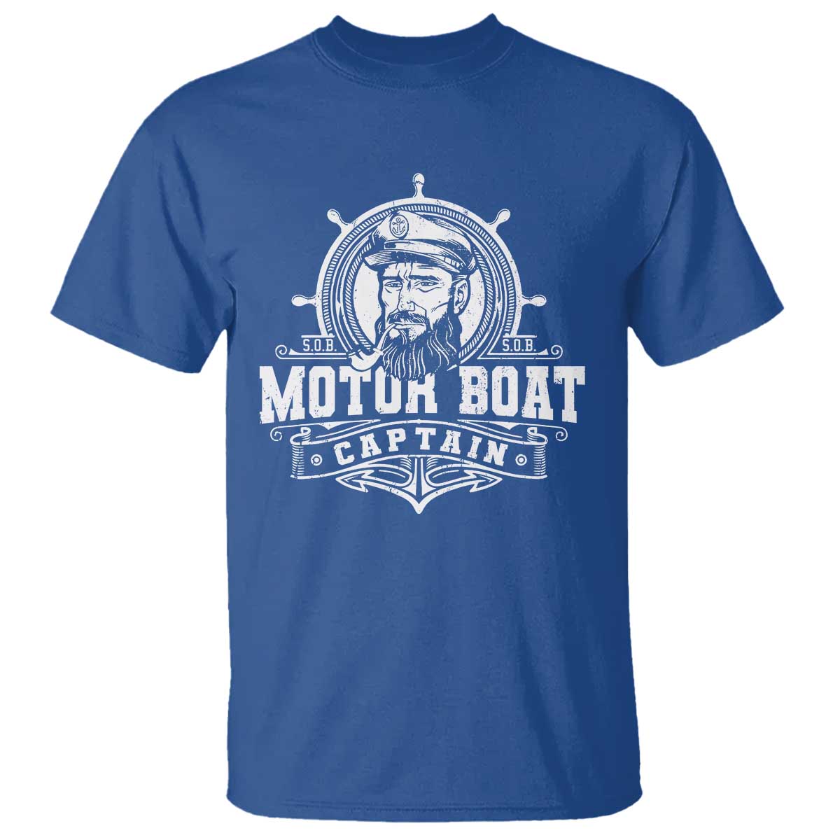 Vintage Motor Boat Captain T Shirt TS09 Royal Blue Print Your Wear