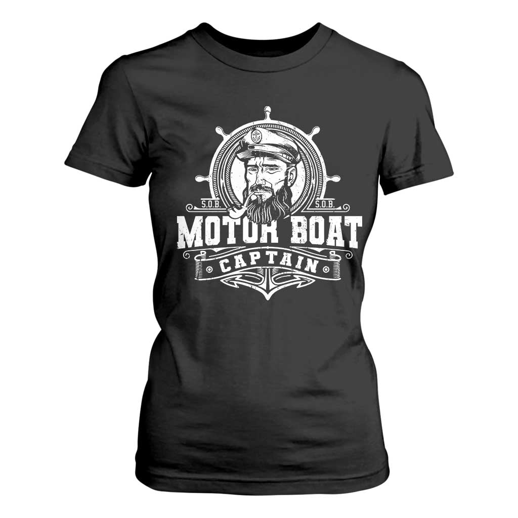 Vintage Motor Boat Captain T Shirt For Women TS09 Black Print Your Wear