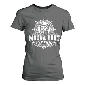 Vintage Motor Boat Captain T Shirt For Women TS09 Dark Heather Print Your Wear