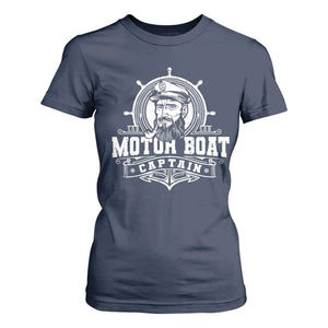 Vintage Motor Boat Captain T Shirt For Women TS09 Navy Print Your Wear