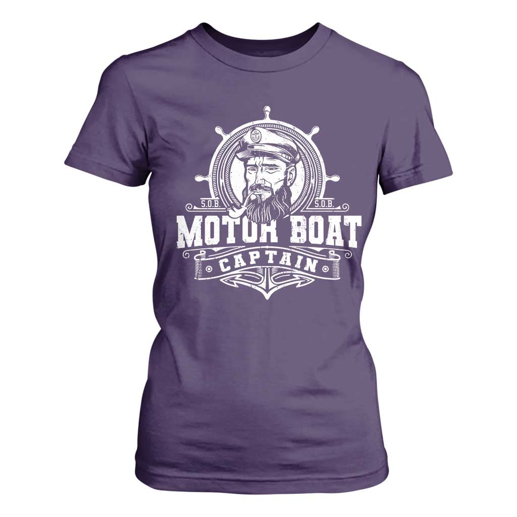 Vintage Motor Boat Captain T Shirt For Women TS09 Purple Print Your Wear