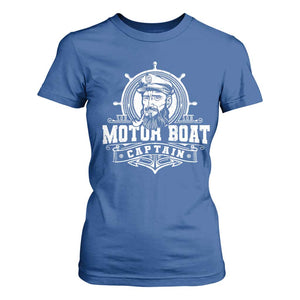 Vintage Motor Boat Captain T Shirt For Women TS09 Royal Blue Print Your Wear