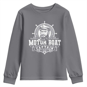 Vintage Motor Boat Captain Youth Sweatshirt TS09 Charcoal Print Your Wear