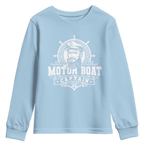 Vintage Motor Boat Captain Youth Sweatshirt TS09 Light Blue Print Your Wear