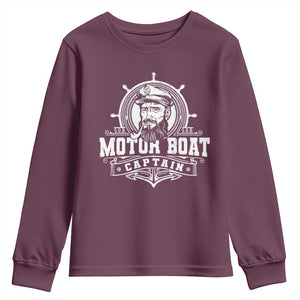 Vintage Motor Boat Captain Youth Sweatshirt TS09 Maroon Print Your Wear
