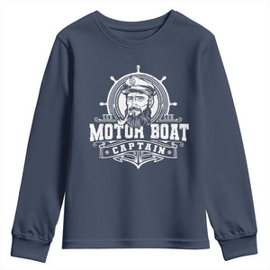 Vintage Motor Boat Captain Youth Sweatshirt TS09 Navy Print Your Wear