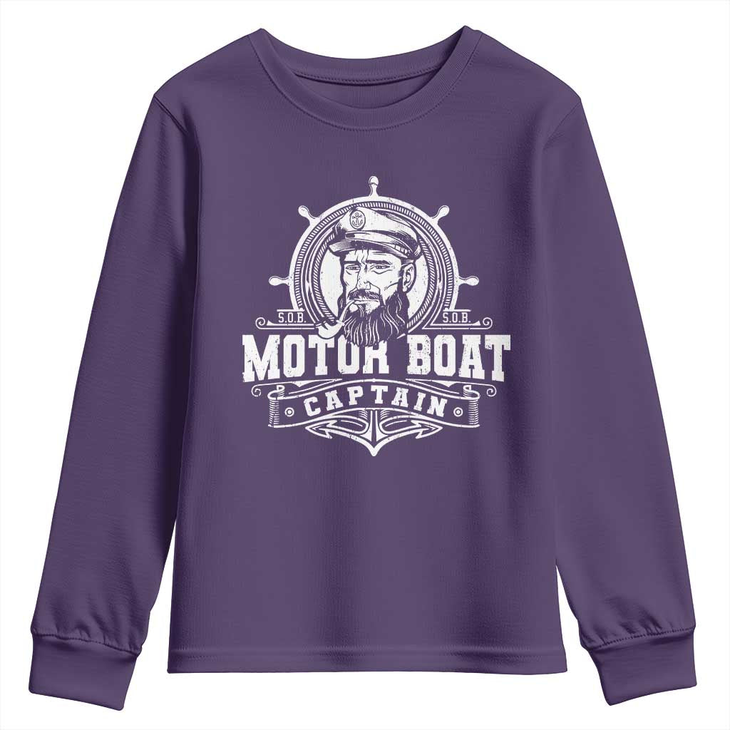 Vintage Motor Boat Captain Youth Sweatshirt TS09 Purple Print Your Wear