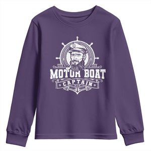 Vintage Motor Boat Captain Youth Sweatshirt TS09 Purple Print Your Wear