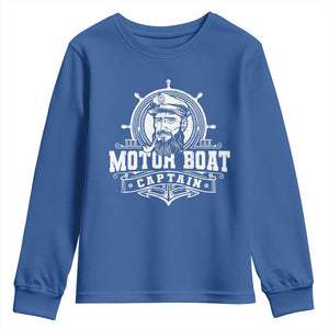 Vintage Motor Boat Captain Youth Sweatshirt TS09 Royal Blue Print Your Wear
