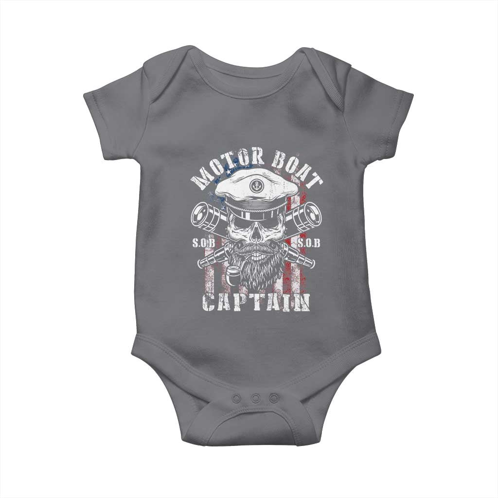 Motor Boat Captain Baby Onesie Patriotic American Flag TS09 Charcoal Print Your Wear