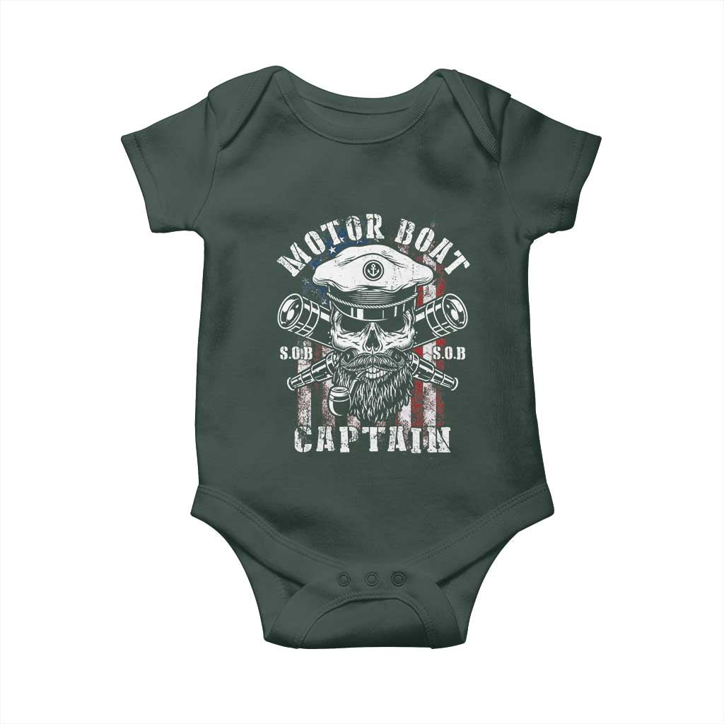 Motor Boat Captain Baby Onesie Patriotic American Flag TS09 Print Your Wear