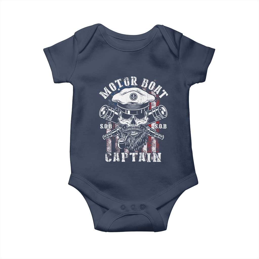 Motor Boat Captain Baby Onesie Patriotic American Flag TS09 Navy Print Your Wear