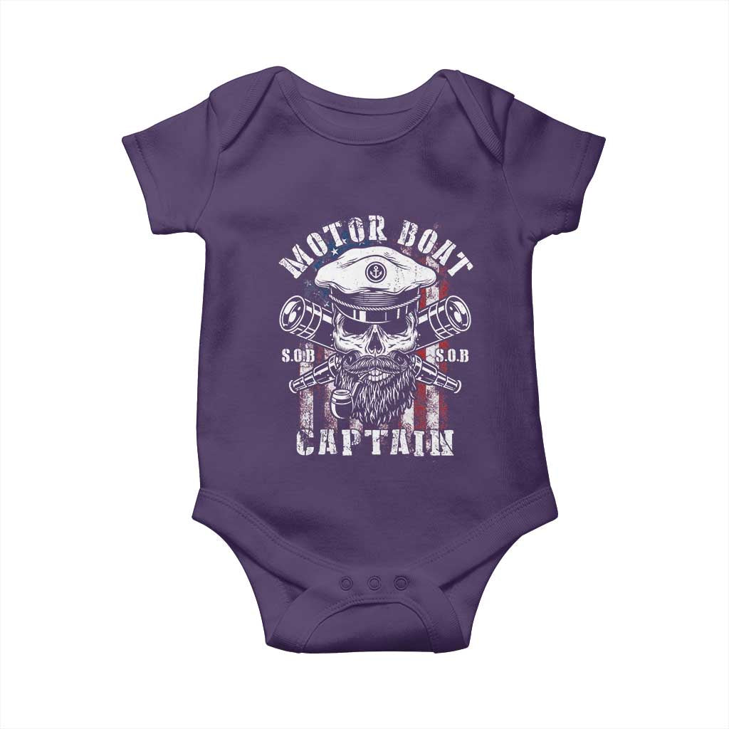 Motor Boat Captain Baby Onesie Patriotic American Flag TS09 Purple Print Your Wear