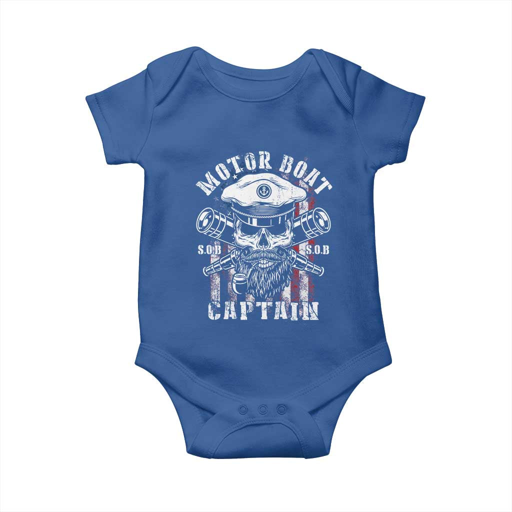 Motor Boat Captain Baby Onesie Patriotic American Flag TS09 Royal Blue Print Your Wear