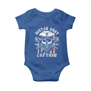 Motor Boat Captain Baby Onesie Patriotic American Flag TS09 Royal Blue Print Your Wear