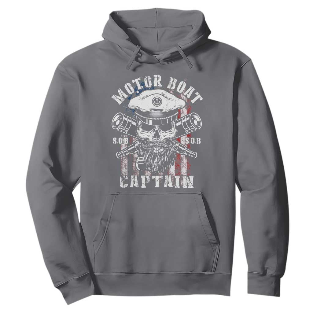 Motor Boat Captain Hoodie Patriotic American Flag TS09 Charcoal Print Your Wear